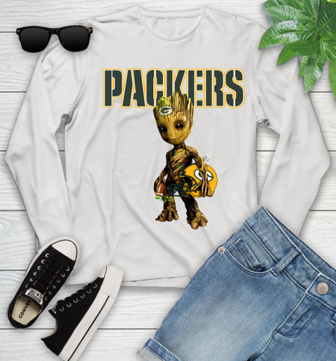 Green Bay Packers NFL Football Groot Marvel Guardians Of The Galaxy Youth Long Sleeve