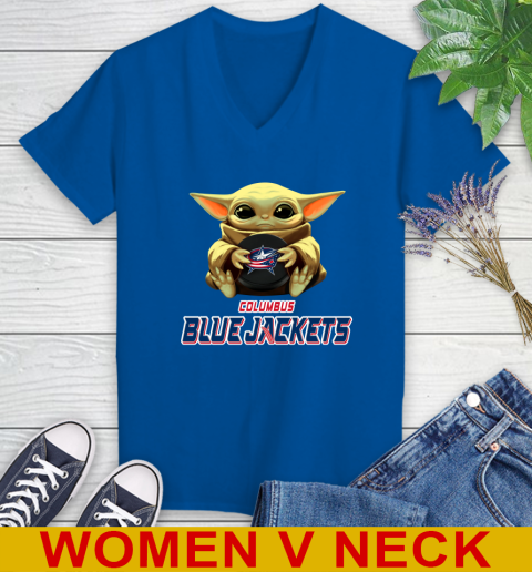 NHL Hockey Columbus Blue Jackets Star Wars Baby Yoda Shirt Tee