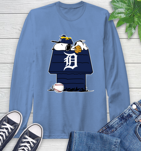 MLB Detroit Tigers Snoopy Woodstock The Peanuts Movie Baseball T Shirt Long Sleeve T-Shirt 11