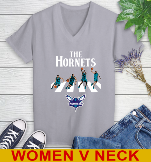 NBA Basketball Charlotte Hornets The Beatles Rock Band Shirt Women's V-Neck T-Shirt 4