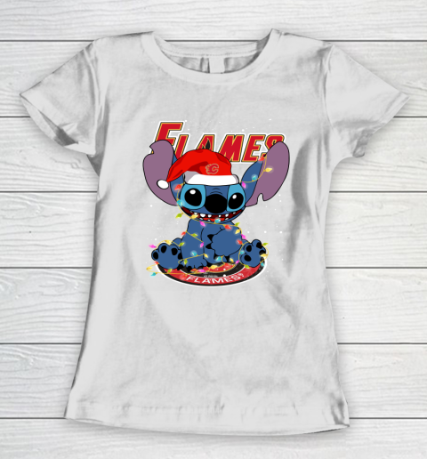 Calgary Flames NHL Hockey noel stitch Christmas Women's T-Shirt
