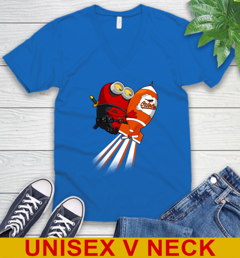MLB Baseball Baltimore Orioles Deadpool Minion Marvel Shirt V-Neck T-Shirt 5