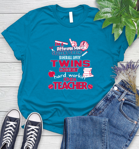 Minnesota Twins MLB I'm A Difference Making Student Caring Baseball Loving Kinda Teacher Women's T-Shirt 10