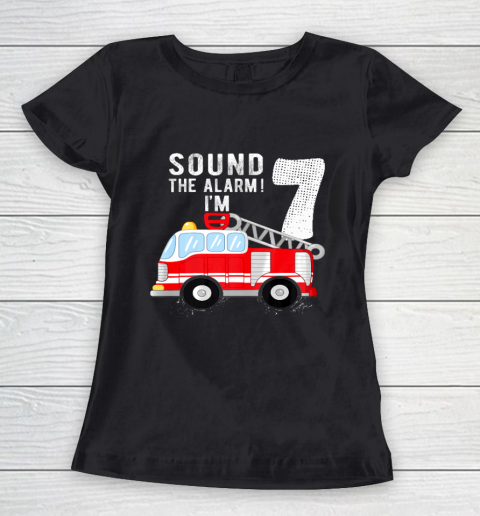 Kids Firefighter 7th Birthday Boy 7 Year Old Fire Truck Women's T-Shirt