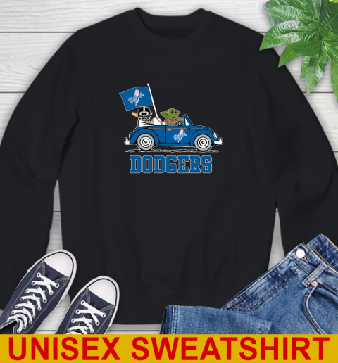 MLB Baseball Los Angeles Dodgers Darth Vader Baby Yoda Driving Star Wars Shirt Sweatshirt 2