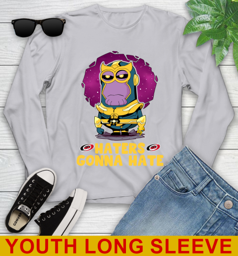 NHL Hockey Carolina Hurricanes Haters Gonna Hate Thanos Minion Marvel Shirt Youth Long Sleeve 6