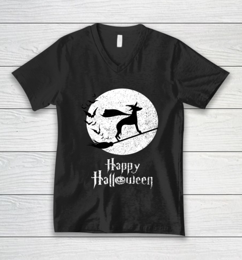 Funny Halloween Costume Witch WHIPPET Dog Lover Gift V-Neck T-Shirt