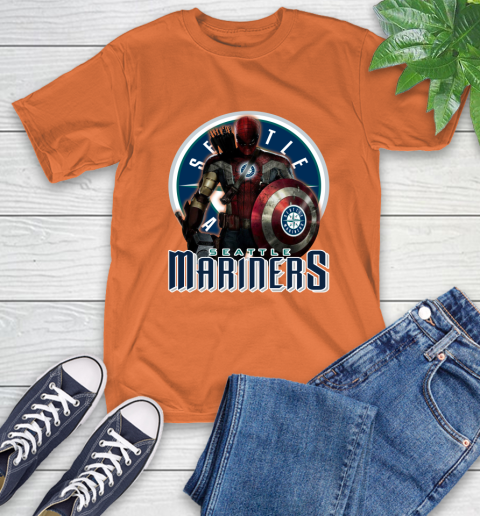 MLB Captain America Thor Spider Man Hawkeye Avengers Endgame Baseball Seattle Mariners T-Shirt 5
