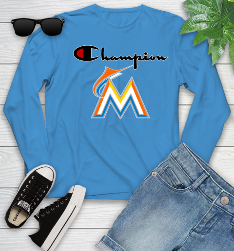 MLB Baseball Miami Marlins Champion Shirt Youth Long Sleeve 5
