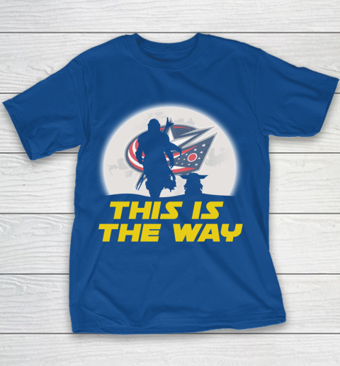 Columbus Blue Jackets NHL Ice Hockey Star Wars Yoda And Mandalorian This Is The Way Youth T-Shirt 6