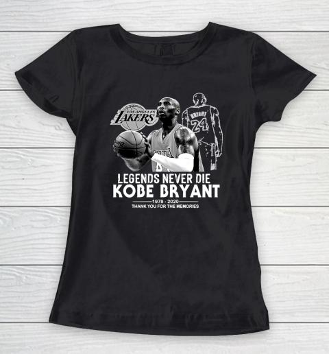 Kobe Bryant Legends Never Die 1978 2020 Thank You For The Memories Women's T-Shirt