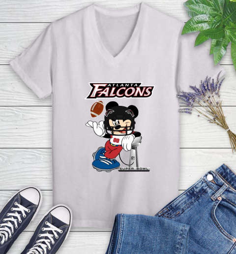 NFL Atlanta Falcons Mickey Mouse Disney Super Bowl Football T Shirt Women's V-Neck T-Shirt