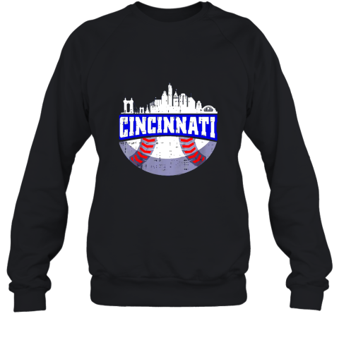 Cincinnati Baseball Skyline Ohio Baseball Player Gift Sweatshirt
