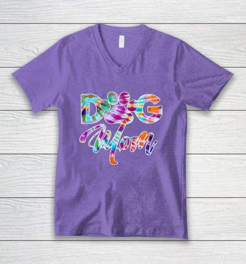 Dog Mom Shirt Tie Dye Dog Mom Apparel for Women Dog Lover Gifts Paw V-Neck T-Shirt 8