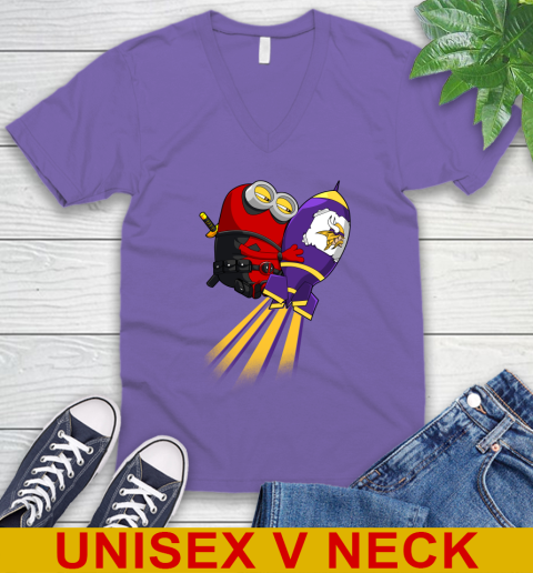 NFL Football Minnesota Vikings Deadpool Minion Marvel Shirt V-Neck T-Shirt 9 NFL Football Minnesota Vikings Deadpool Minion Marvel Shirt V-Neck T-Shirt - Image 9