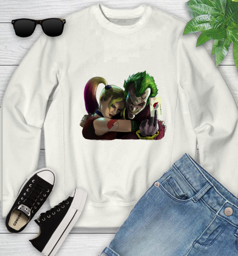 Portland Trail Blazers NBA Basketball Joker Harley Quinn Suicide Squad Youth Sweatshirt