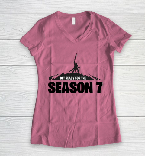 Fortnite Tshirt Get Ready For The Season 7 Women's V-Neck T-Shirt 7