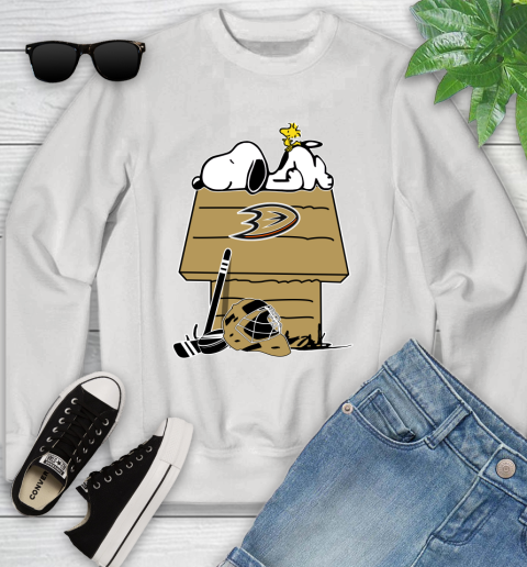 Anaheim Ducks NHL Hockey Snoopy Woodstock The Peanuts Movie Youth Sweatshirt