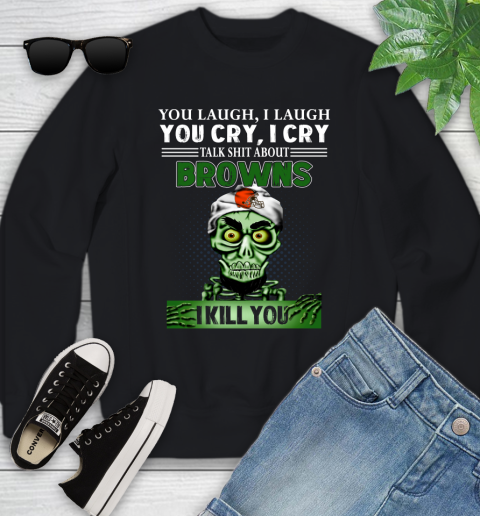 NFL Talk Shit About Cleveland Browns I Kill You Achmed The Dead Terrorist Jeffrey Dunham Football Youth Sweatshirt