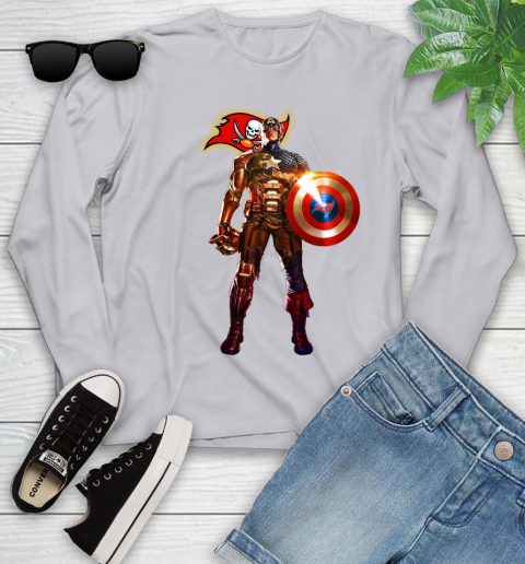 NFL Captain America Marvel Avengers Endgame Football Sports Tampa Bay Buccaneers Youth Long Sleeve 5