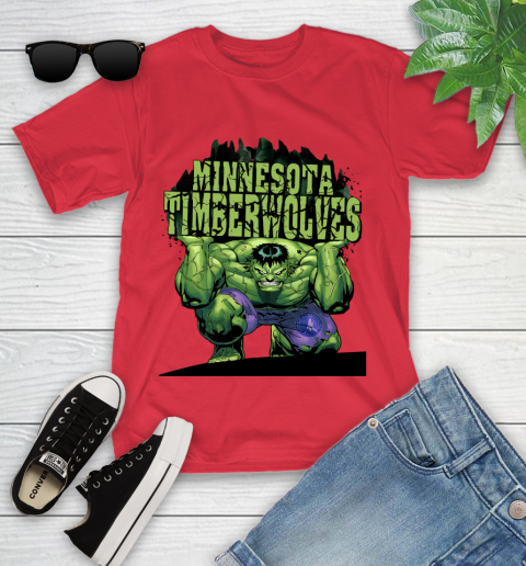 Minnesota Timberwolves NBA Basketball Incredible Hulk Marvel Avengers Sports Youth T-Shirt 10