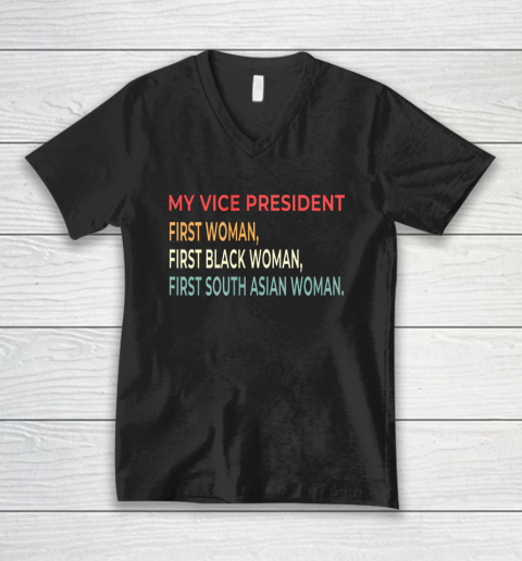 My Vice President Is A Black Woman Retro Vintage V-Neck T-Shirt