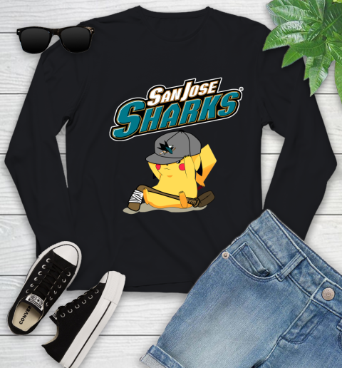 NHL Pikachu Hockey Sports San Jose Sharks Youth Long Sleeve 2