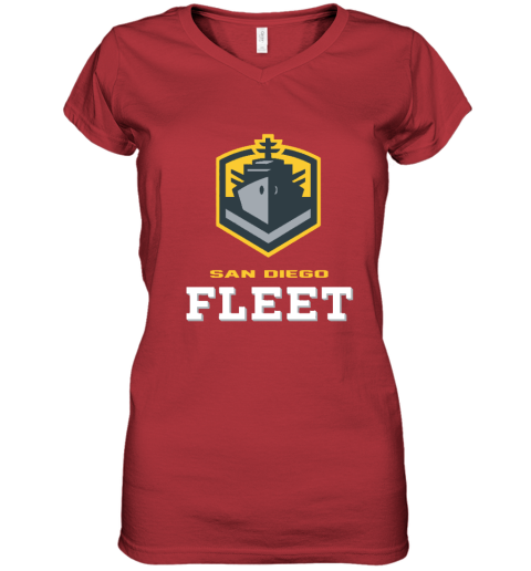 San Diego Fleet logo y26p san diego fleetlogo women v neck t shirt 39 front red