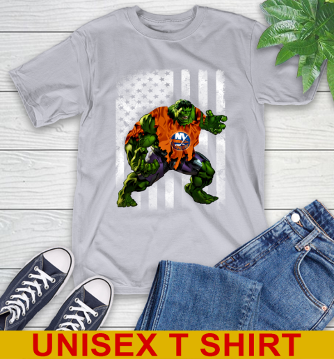 New York Islanders Hulk Marvel Avengers NHL Hockey American Flag T-Shirt 5