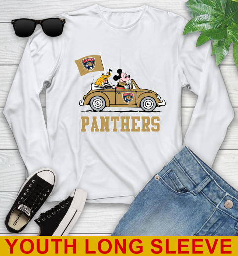NHL Hockey Florida Panthers Pluto Mickey Driving Disney Shirt Youth Long Sleeve