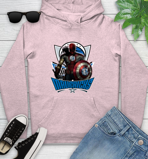Dallas Mavericks NBA Basketball Captain America Thor Spider Man Hawkeye Avengers Youth Hoodie 10