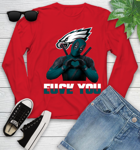 NHL Philadelphia Eagles Deadpool Love You Fuck You Football Sports Youth Long Sleeve 11