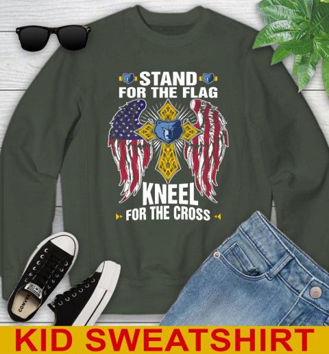 NBA Basketball Memphis Grizzlies Stand For Flag Kneel For The Cross Shirt Youth Sweatshirt 8
