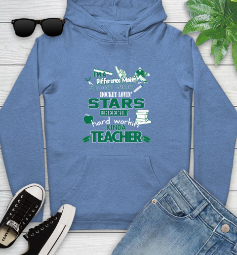 Dallas Stars NHL I'm A Difference Making Student Caring Hockey Loving Kinda Teacher Youth Hoodie 13