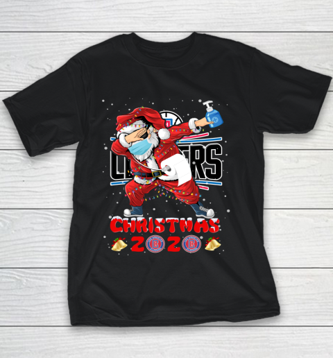 LA Clippers Funny Santa Claus Dabbing Christmas 2020 NBA Youth T-Shirt