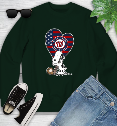 Washington Nationals MLB Baseball The Peanuts Movie Adorable Snoopy Youth Sweatshirt 10