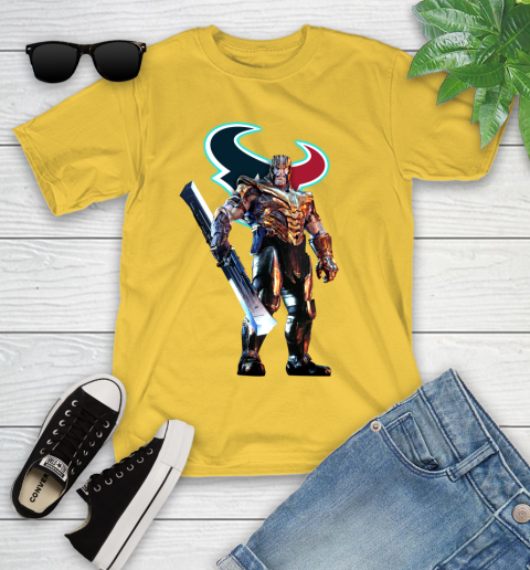 NFL Thanos Gauntlet Avengers Endgame Football Houston Texans Youth T-Shirt 8