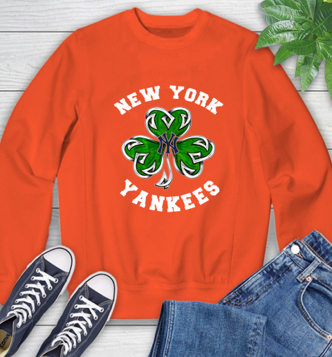 MLB New York Yankees Three Leaf Clover St Patrick's Day Baseball Sports  V-Neck T-Shirt