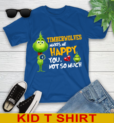 NBA Minnesota Timberwolves Makes Me Happy You Not So Much Grinch Basketball Sports Youth T-Shirt 10