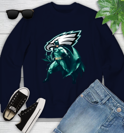 NFL Batman Football Sports Philadelphia Eagles Youth Sweatshirt 3