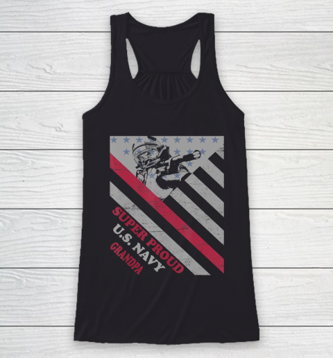 GrandFather gift shirt Vintage Flag Veteran Super Proud U.S. Navy Grandpa lovers T Shirt Racerback Tank