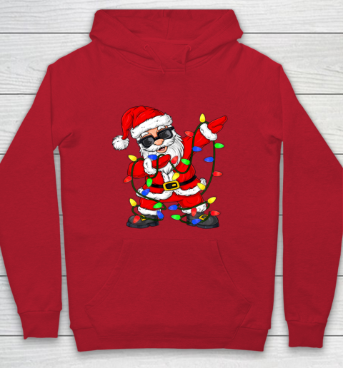 Dabbing Santa Claus Christmas Tree Lights Boys Kids Dab Xmas Hoodie