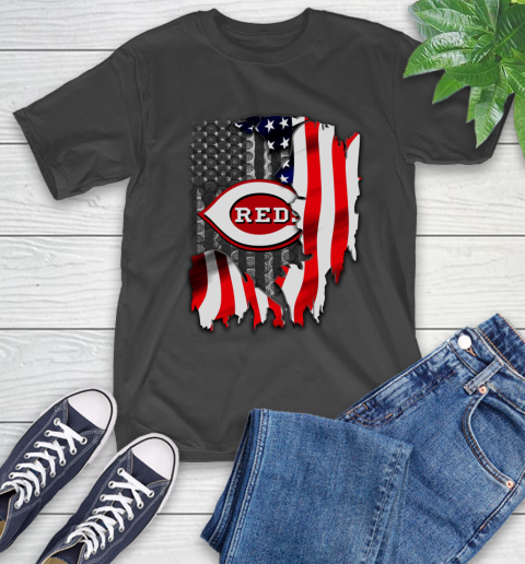 Cincinnati Reds MLB Baseball American Flag T-Shirt