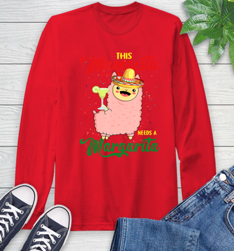 Nurse Shirt This Mamacita needs a Margarita Llama T Shirt Long Sleeve T-Shirt 12