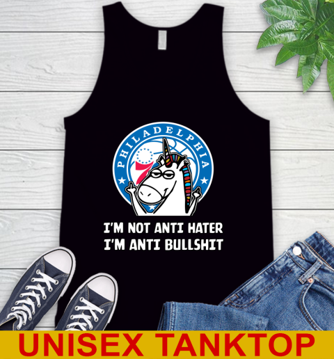 Philadelphia 76ers NBA Basketball Unicorn I'm Not Anti Hater I'm Anti Bullshit Tank Top 3 Philadelphia 76ers NBA Basketball Unicorn I'm Not Anti Hater I'm Anti Bullshit Tank Top - Image 3