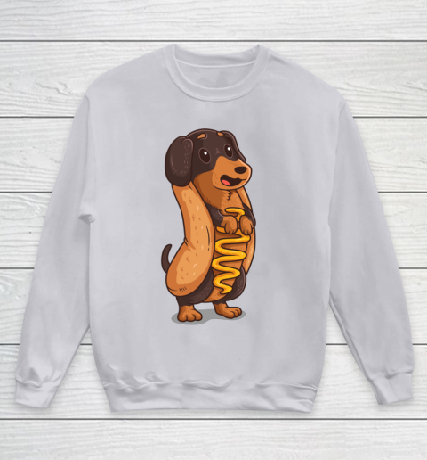 Wiener Dog Hotdog Bun Dachshund Funny Foodie Gift Hot Dog Youth Sweatshirt