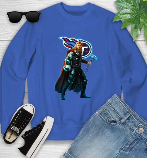 NFL Thor Avengers Endgame Football Tennessee Titans Youth Sweatshirt 8