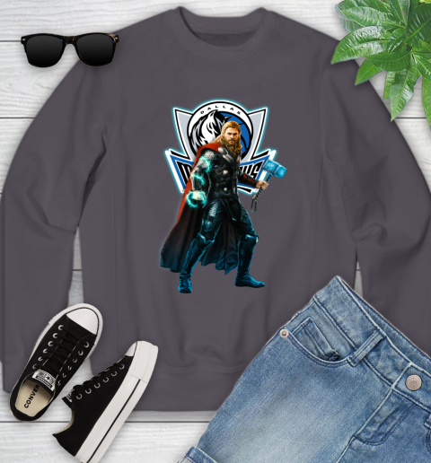 NBA Thor Avengers Endgame Basketball Dallas Mavericks Youth Sweatshirt 6