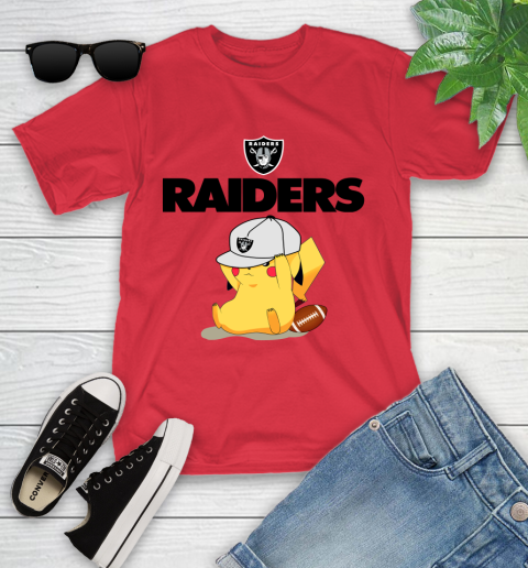 NFL Pikachu Football Sports Oakland Raiders Youth T-Shirt 10