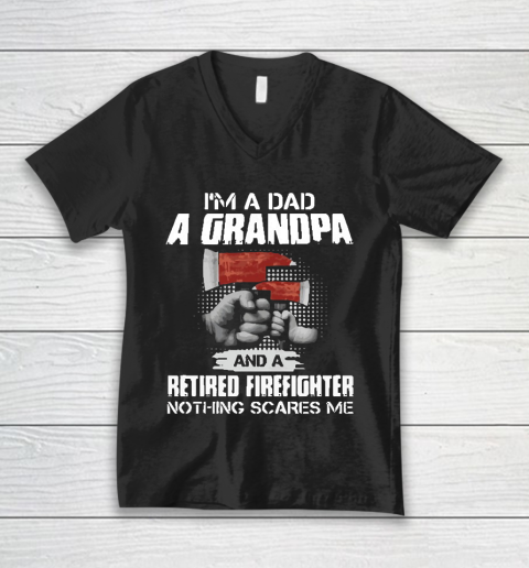 M A Dad A Grandpa And A Retired Firefighter V-Neck T-Shirt